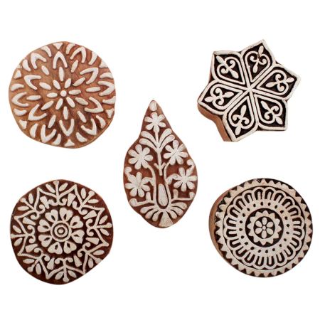 Set of 5 Piece New Mix Wooden Printing Blocks